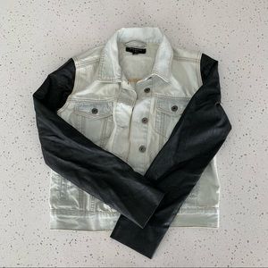 Acid Wash Denim & Faux Leather Jacket